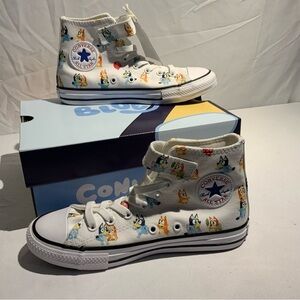 Converse Youth Kids Bluey All Over Print High top Shoes Size 2 Chuck Taylors